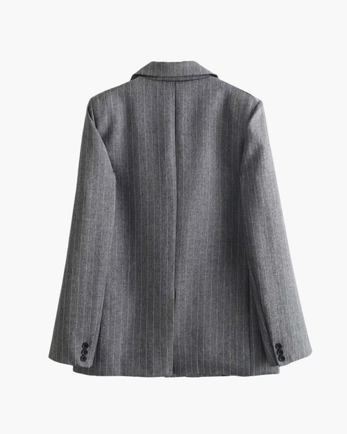 Chique Elegante Grijze Krijtstreep Blazer voor Dames
