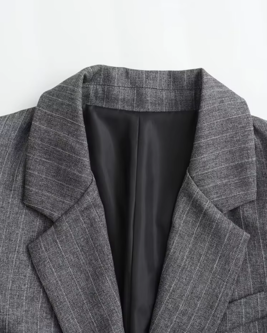 Chique Elegante Grijze Krijtstreep Blazer voor Dames