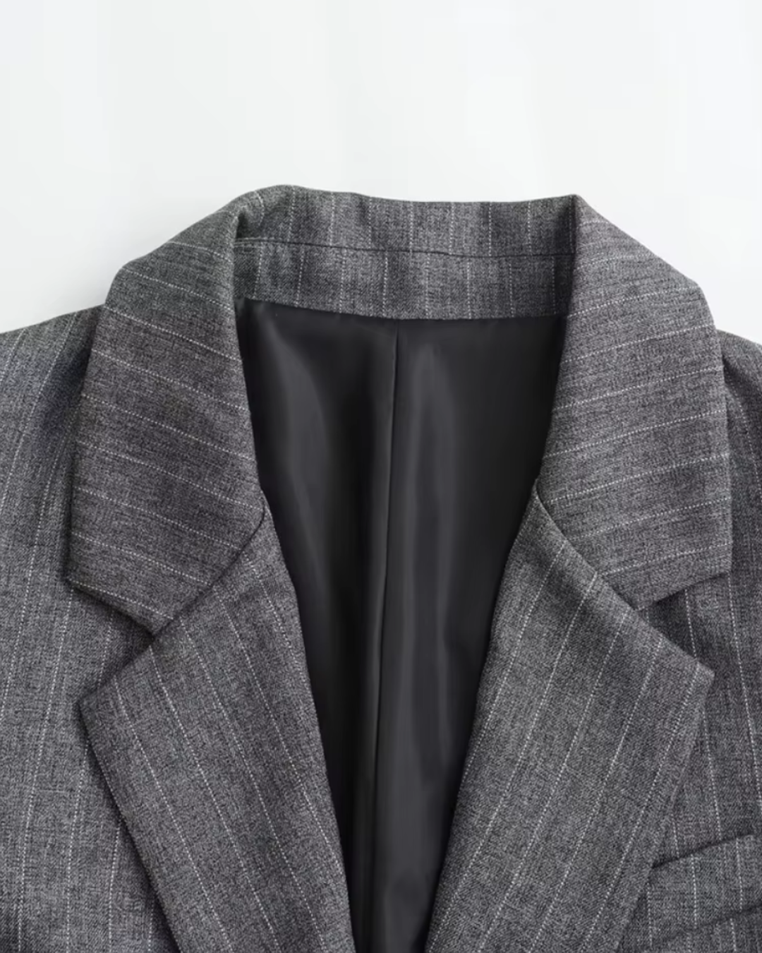 Chique Elegante Grijze Krijtstreep Blazer voor Dames