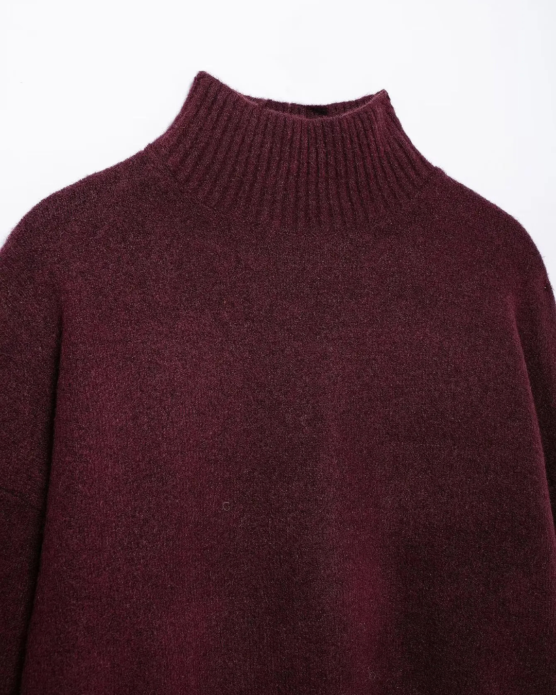 Vintage Bordeaux Gebreide Trui met Lange Mouwen voor Dames