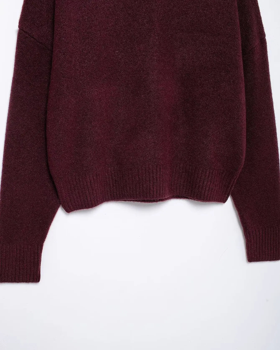 Vintage Bordeaux Gebreide Trui met Lange Mouwen voor Dames