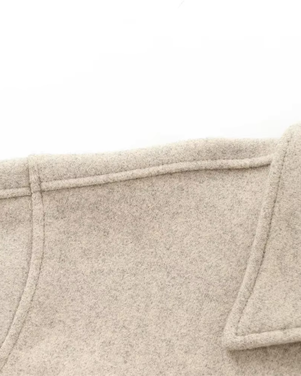 Effen Beige Losse Vilten Jas met Knopen voor Dames